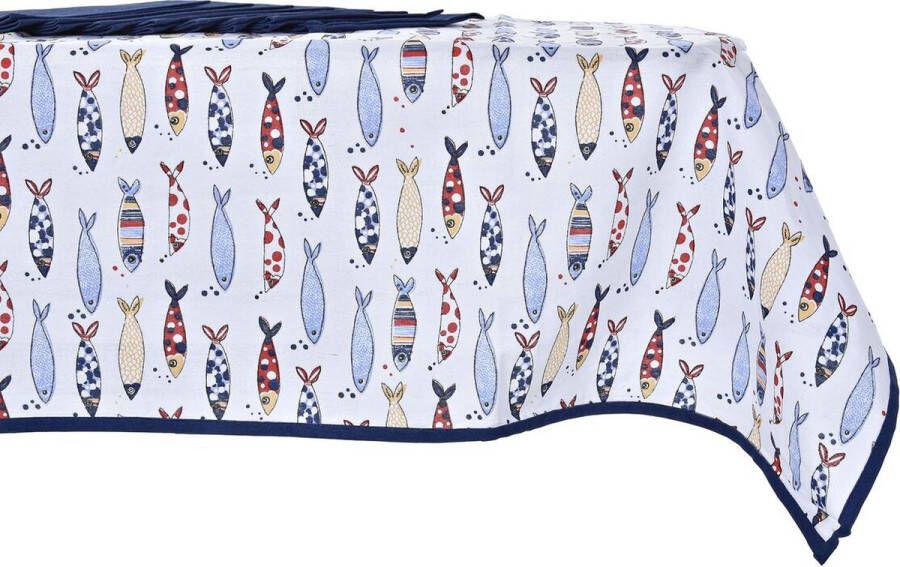 DKD Home Decor Tafellinnenset Rood Blauw Wit (150 x 250 x 0 5 cm)