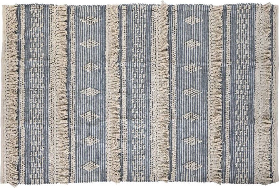 DKD Home Decor Tapijt 180 x 120 x 2 cm Blauw Katoen Wit Boho