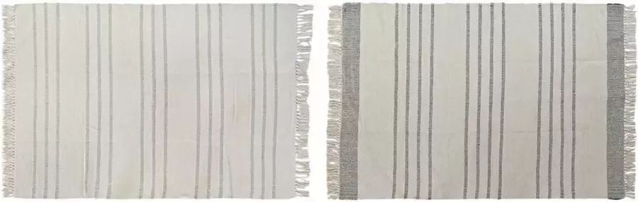 DKD Home Decor Tapijt 120 x 180 x 0 75 cm Grijs Polyester Wit Franjes Boho (2 Stuks)