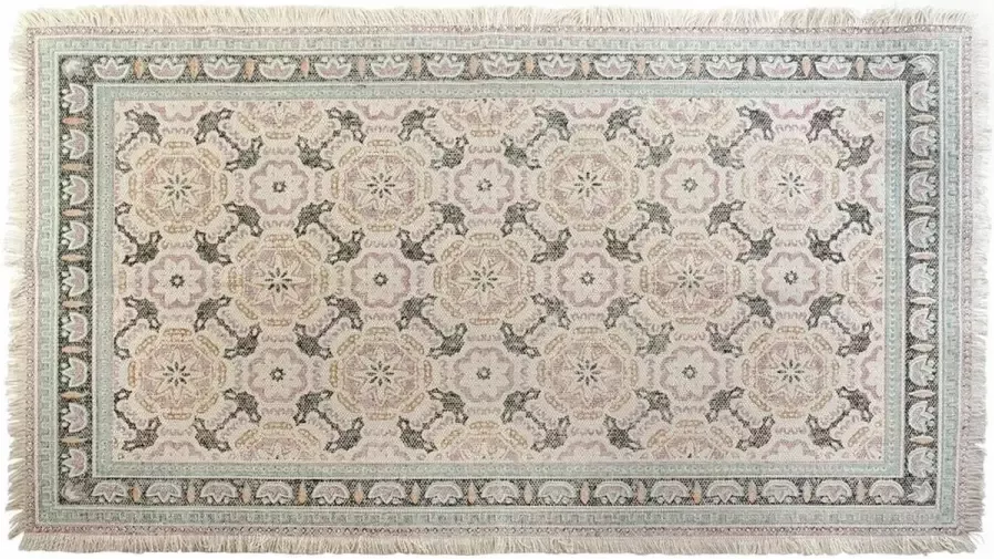 DKD Home Decor Tapijt Groen Kastanjebruin Arabisch Tegel (160 x 230 x 0 5 cm)