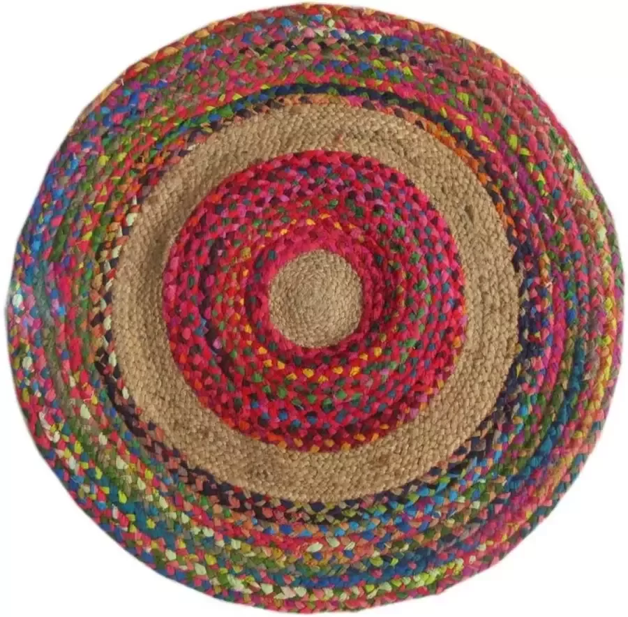 DKD Home Decor Tapijt Polyester Katoen Multicolour Jute (90 x 90 x 0 7 cm)