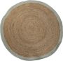 DKD Home Decor Tapijt 200 x 200 x 1 cm Scandi Natuurlijk Polyester Katoen Groen Lichtbruin Jute - Thumbnail 2