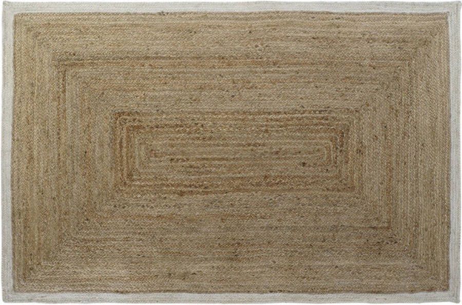 DKD Home Decor Tapijt Scandi Polyester Katoen Wit Lichtbruin Jute 120 x 180 x 1 cm