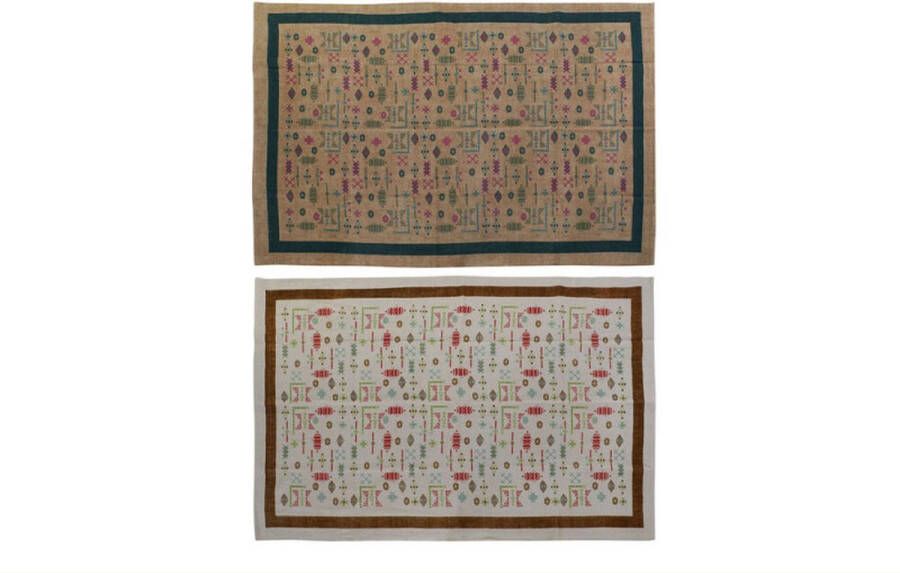 DKD Home Decor Tapijt Wit Ikat (120 x 180 x 0 4 cm) (2 Stuks)