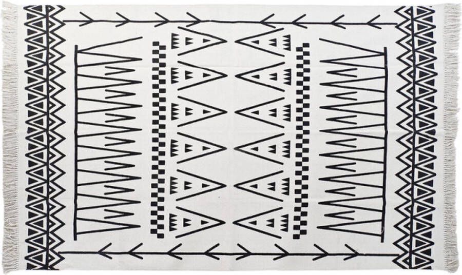 DKD Home Decor Tapijt Zwart Wit Ikat (120 x 180 x 0 7 cm)