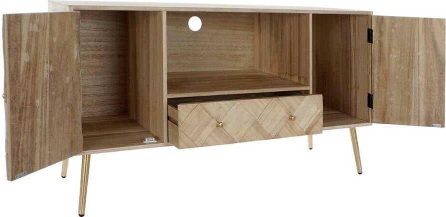 DKD Home Decor Tv-meubel 118 x 40 x 65 cm Metaal Lichtbruin Paulownia hout Pijnboom