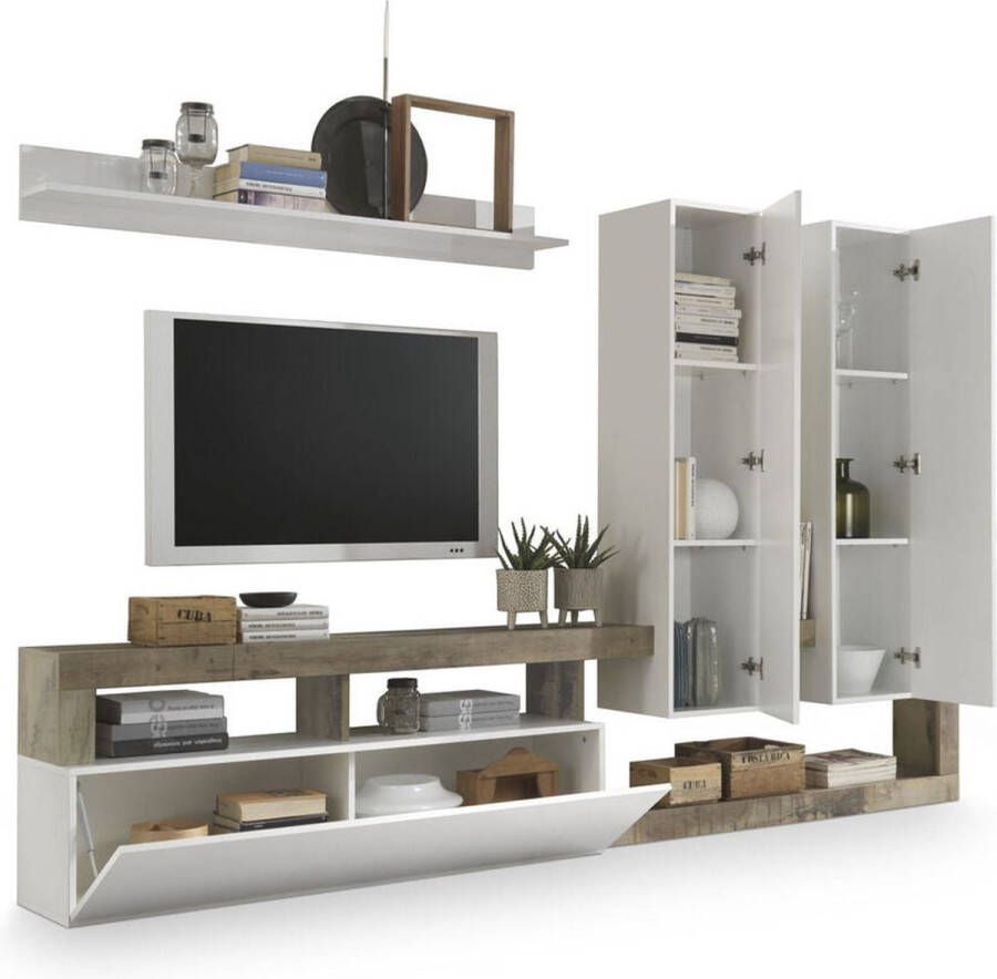 DKD Home Decor Tv-meubel 277 x 75 x 173 cm Metaal Aluminium Wit Hout MDF