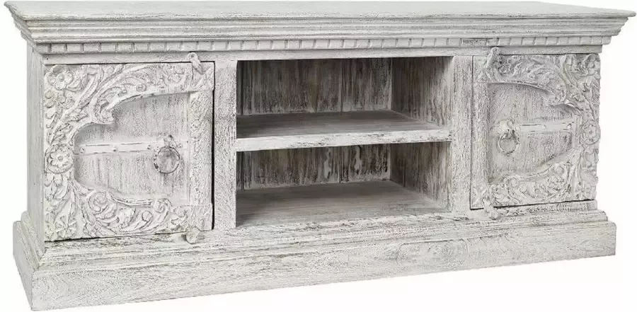 DKD Home Decor Tv-meubel 8424001858347 Metaal Wit Mangohout 160 x 40 x 65 cm