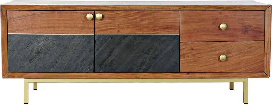 DKD Home Decor Tv-meubel Bruin Zwart Acacia (130 x 42 x 49 cm) - Foto 2
