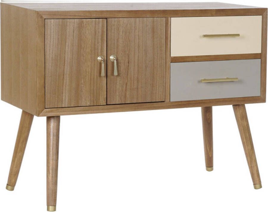 DKD Home Decor Tv-meubel Grijs Crème Metaal Paulownia hout (90 x 34 x 66.5 cm)