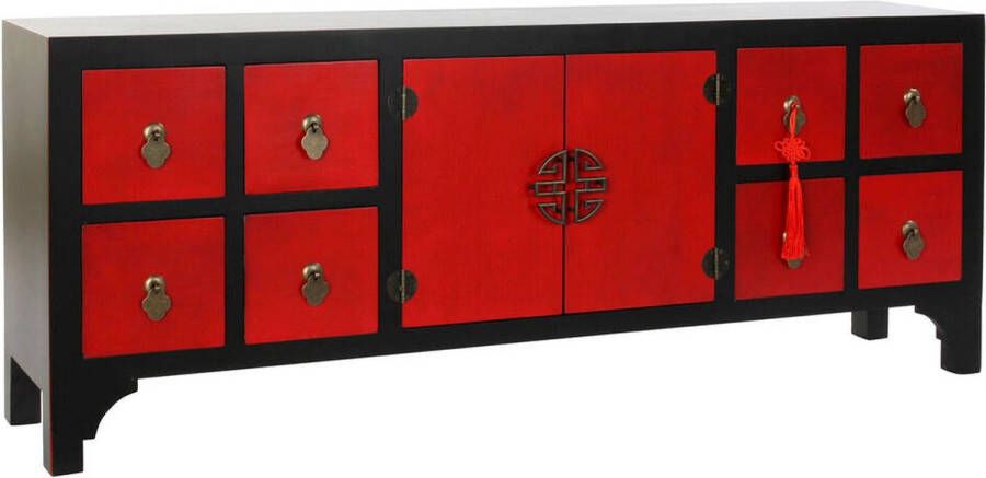 DKD Home Decor Tv-meubel Rood 130 x 25 x 50 5 cm Spar Zwart Hout MDF