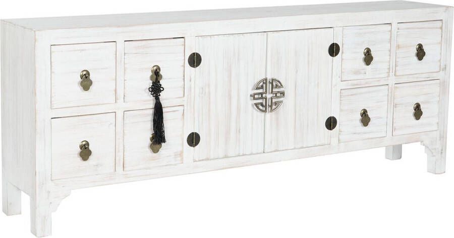 DKD Home Decor Tv-meubel Wit Natuurlijk Spar Hout MDF 130 x 24 x 51 cm