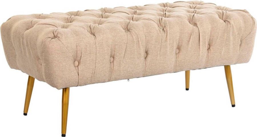 DKD Home Decor Vintage Zitbank Pleun Linnen Metaal Beige 103x46x42cm