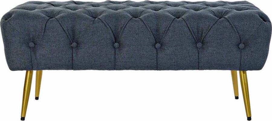 DKD Home Decor Vintage Zitbank Pleun Linnen Metaal Blauw 103x46x42cm