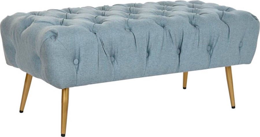 DKD Home Decor Vintage Zitbank Pleun Linnen Metaal Blauw 103x46x42cm