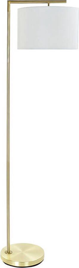 DKD Home Decor Vloerlamp Gouden Metaal Polyester Linnen Wit Glam (35 x 44 x 159 cm)