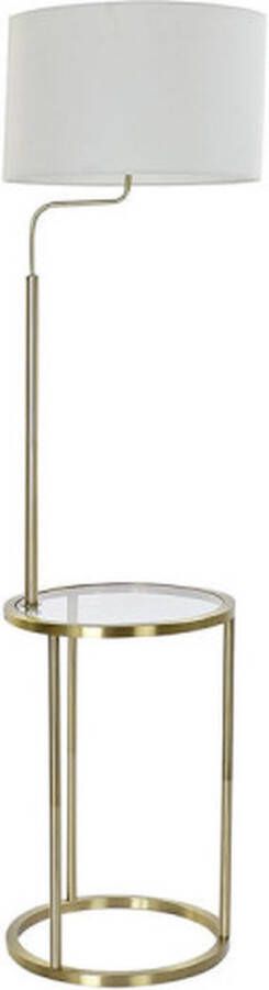 DKD Home Decor Vloerlamp Gouden Metaal Polyester Linnen Wit Glam (43 5 x 40 x 154 cm)