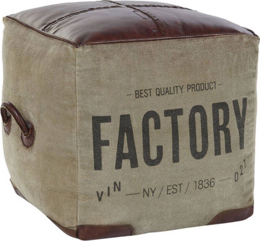 DKD Home Decor Voetensteun Beige Bruin Polyester Huid Vintage (46 x 40 x 40 cm)