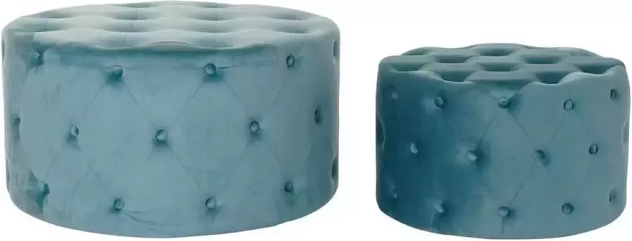 DKD Home Decor Voetensteun Blauw Modern Velvet Hout MDF (2 pcs)