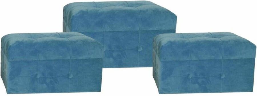 DKD Home Decor Voetensteun Blauw Polyester Hout MDF (3 pcs)