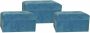 DKD Home Decor Voetensteun Blauw Polyester Hout MDF (3 pcs) - Thumbnail 1