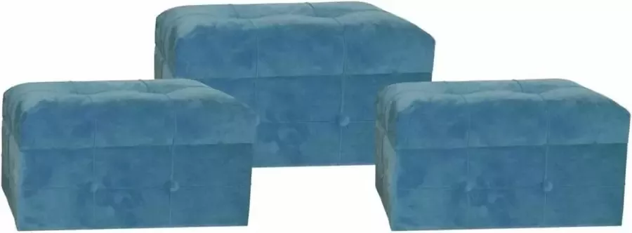 DKD Home Decor Voetensteun Blauw Polyester Hout MDF (3 pcs)