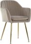 DKD Home Decor Voetensteun Fluweel Beige Gouden Metaal Polyester (42 x 42 x 45 cm) - Thumbnail 2