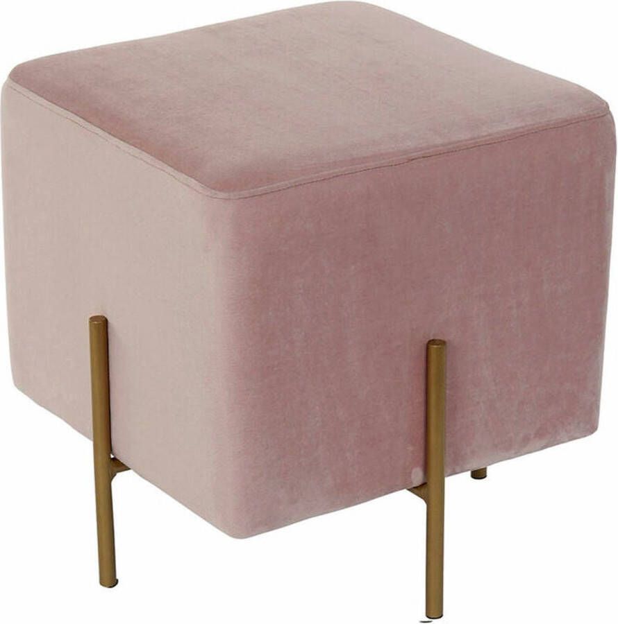 DKD Home Decor Voetensteun Roze Fluweel Gouden Metaal Polyester (42 x 42 x 45 cm)