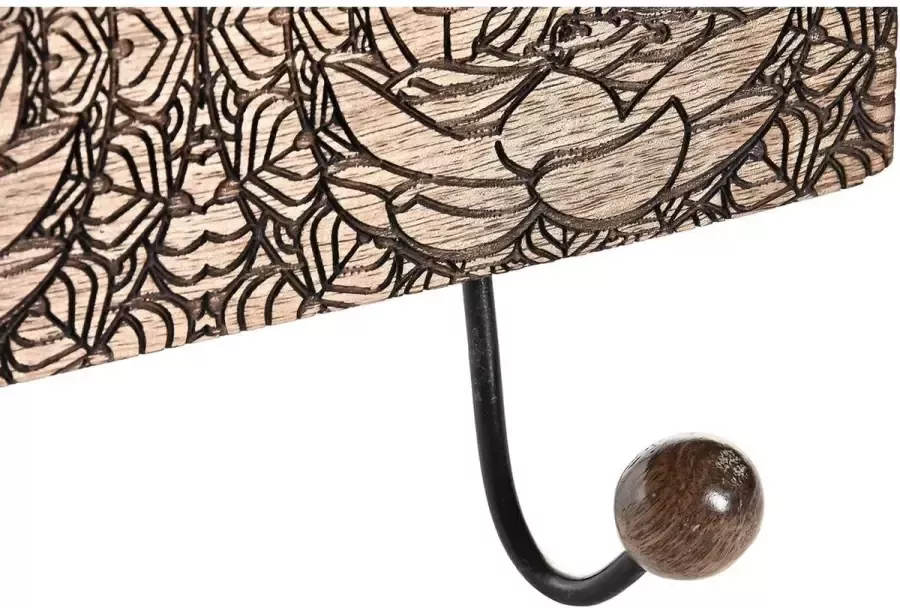 DKD Home Decor Wandkapstok 38 x 6 x 18 cm Natuurlijk Metaal Boeddha Mangohout Orientaals