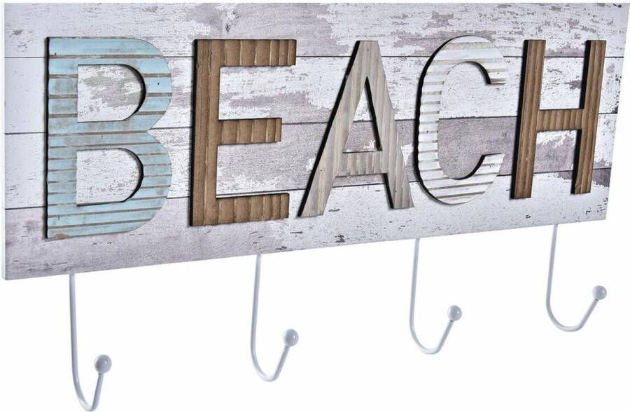 DKD Home Decor Wandkapstok Metaal Hout Strand Zeeman (45 x 5 x 23 cm) (2 Stuks)