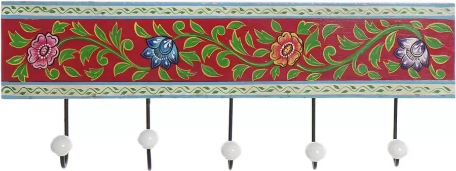 DKD Home Decor Wandkapstok Keramisch Indiaas Mangohout (49 x 5 x 18 cm)