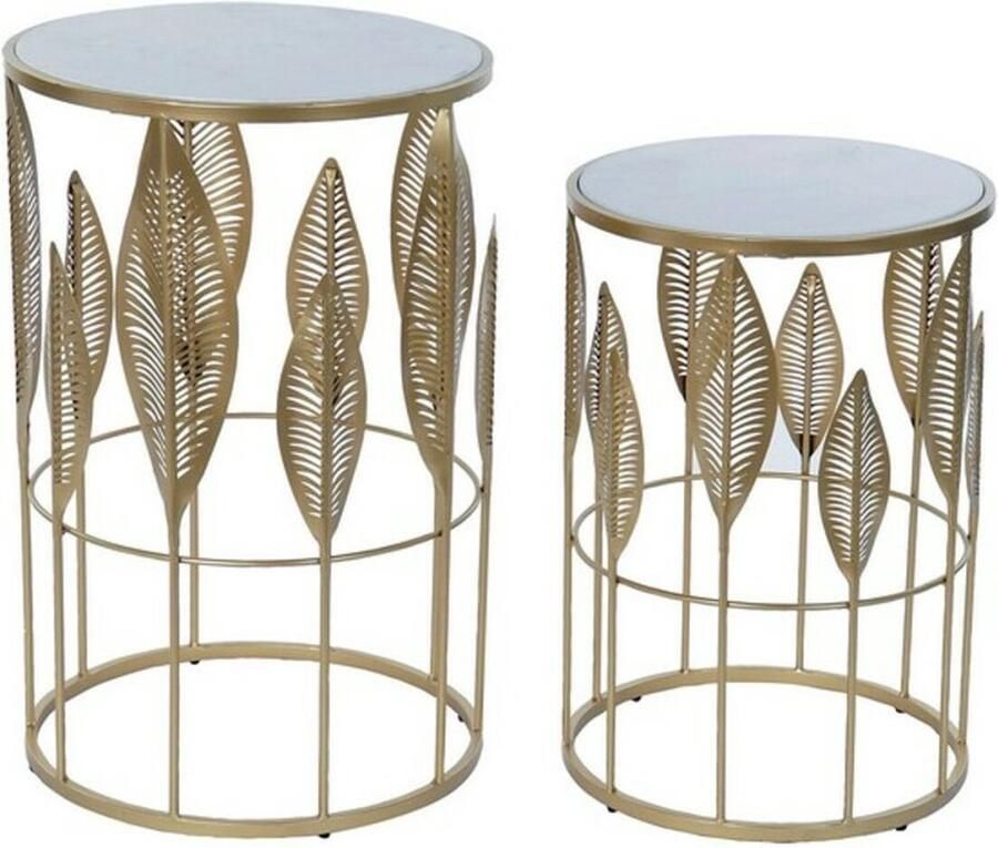 Dkd home Bijzettafel Decor Gouden Metaal Marmer 42 x 42 x 65 5 cm