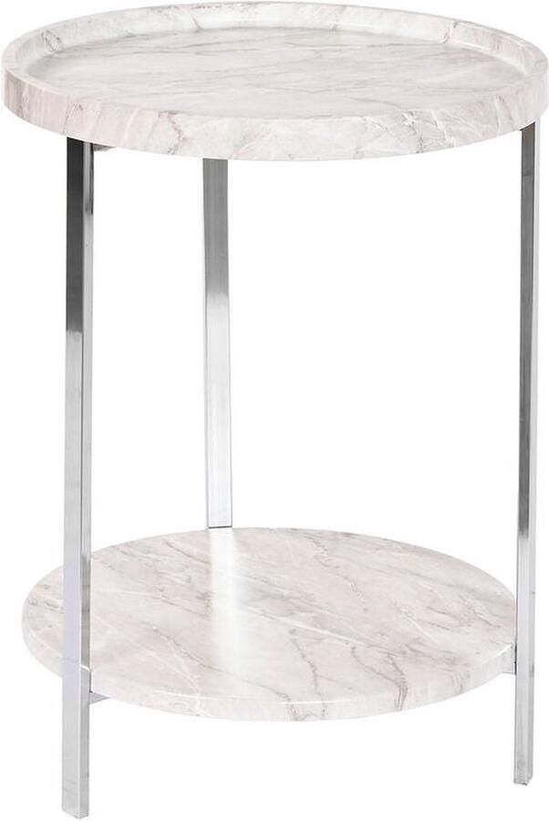 Dkd home Bijzettafel Decor Wit Zilverkleurig Metaal Hout MDF 40 x 40 x 53 cm