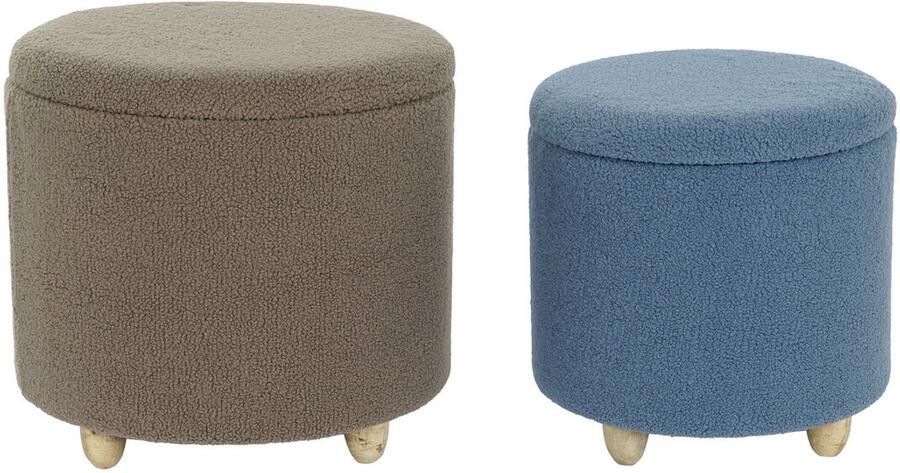 Dkd home Voetensteun Decor Hout Polyester 50 x 50 x 45 cm