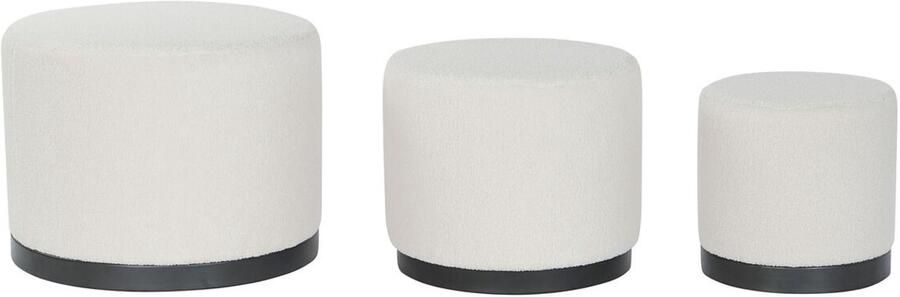 Dkd home Voetensteun Decor Wit Zwart Polyester Hout MDF Scandi 60 x 60 x 45 cm (3 Stuks)