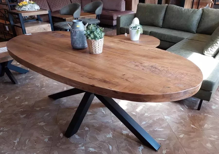 DMD Meubels Olaf Eettafel Mangohout Ovaal Matrix 220cm