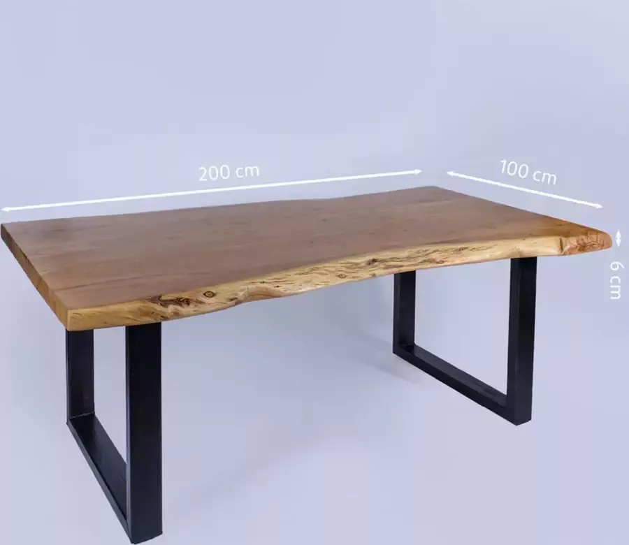 DoaLiving eettafel Bombay met U poten 200x100x75 cm hout