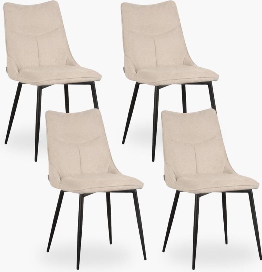 DOK 2 4x Eetkamerstoel Kate Beige Stof Set van 4 Beige