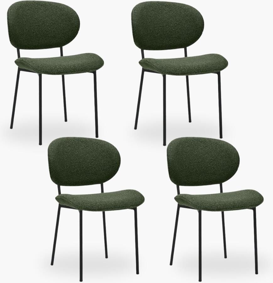 DOK 2 4x Eetkamerstoel Maud Forest Boucle Set van 4 Forest