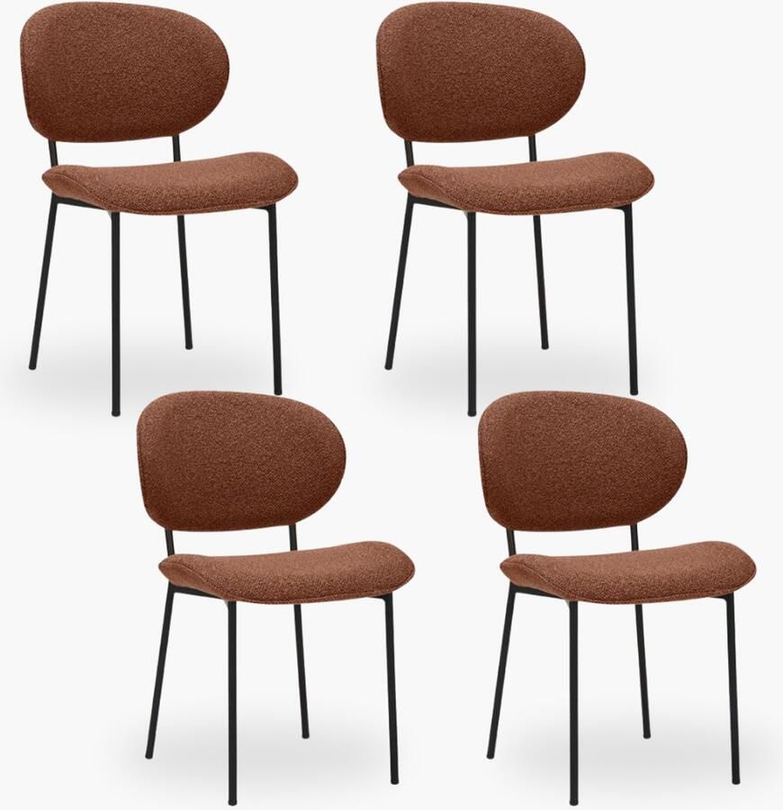 DOK 2 4x Eetkamerstoel Maud Terra Boucle Set van 4 Terra