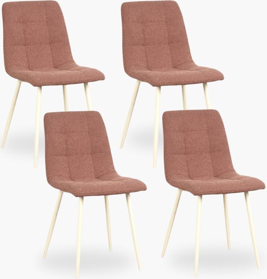 DOK 2 4x Eetkamerstoel Scandi Brique Boucle Set van 4 Brique