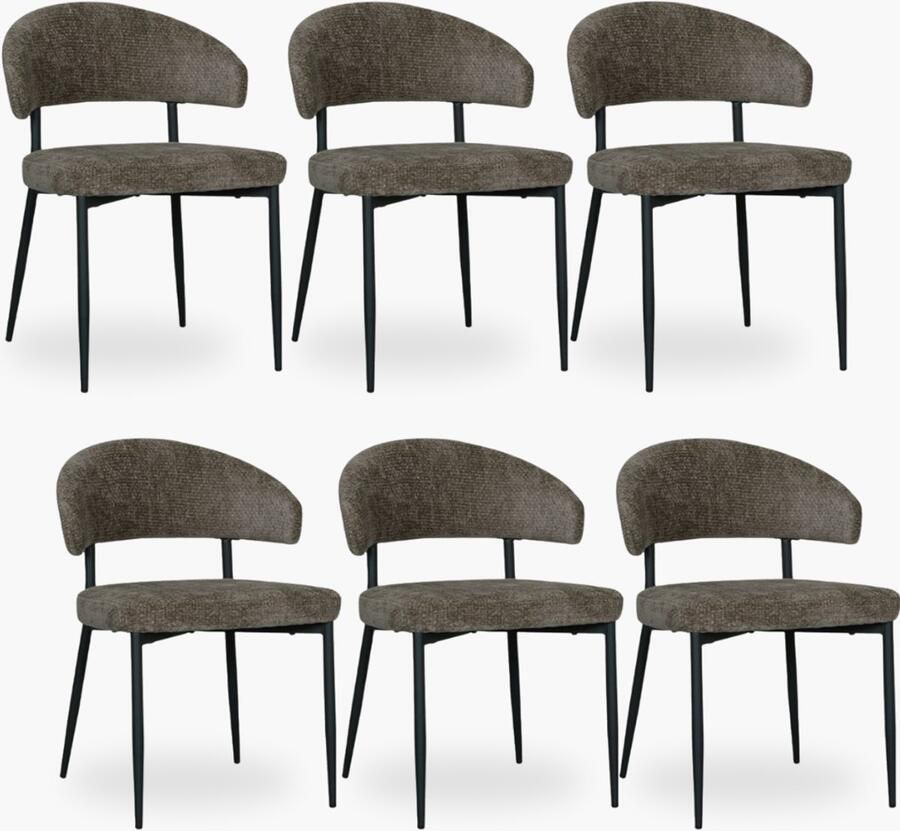 DOK 2 6x Eetkamerstoel Noa Forest Velvet Set van 6 Forest