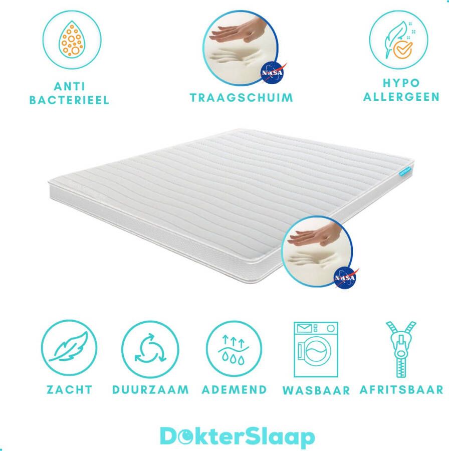Dokterslaap© Dokterslaap 3D Air Hotel XL – 160x200 – Traagschuim 12cm dik Afritsbaar Wasbaar Tijk Topdekmatras Matras topper Anti-allergisch Topper Topmatras – Hotel kwaliteit