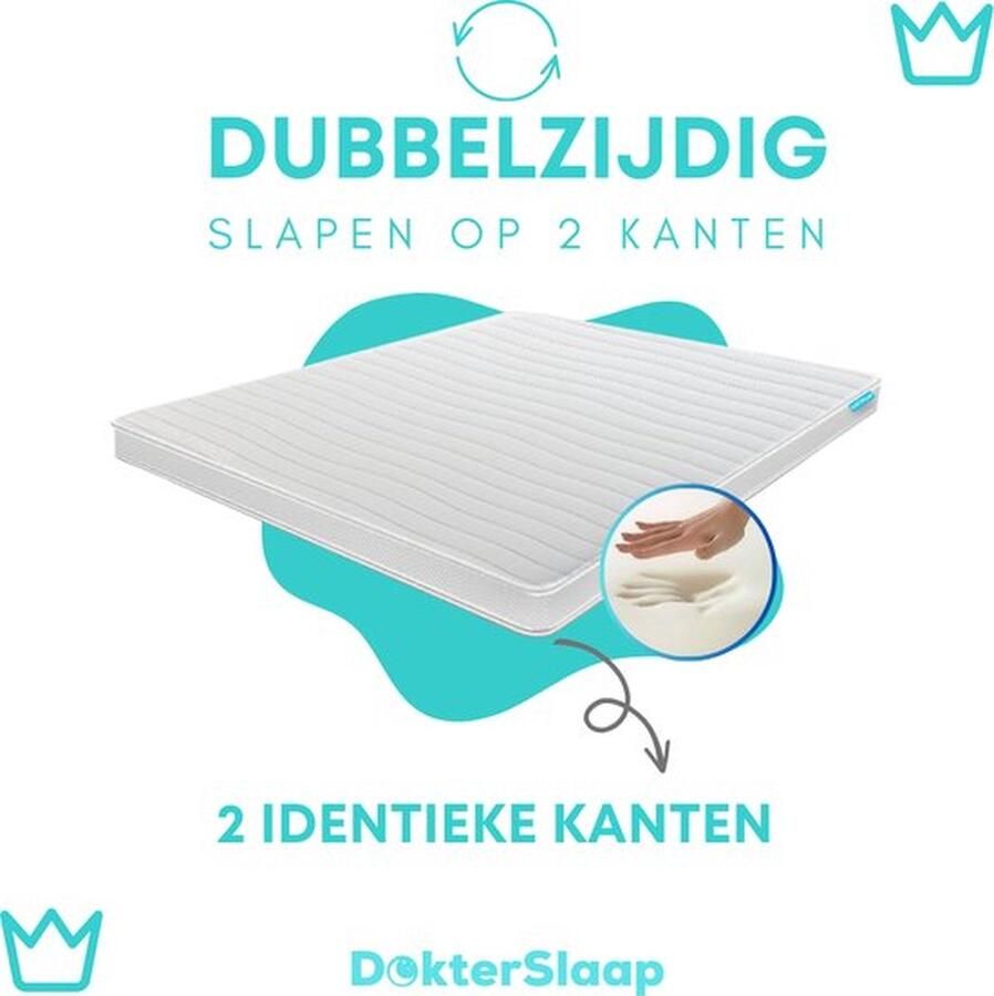 Dokterslaap© ERGO plus Matras Topper 180x200 12cm dik Hotel XL- Nasa Traagschuim Afritsbaar wasbaar Luxe Topdekmatras Matras Topper Drukverlagend Bamboo hoes