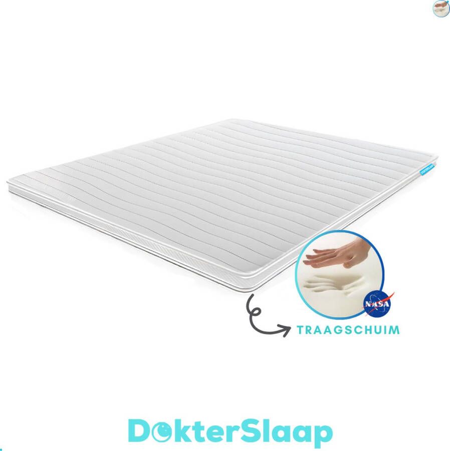 Dokterslaap© Matras Topper 140x200cm Hotel kwaliteit Nasa Traagschuim Topdekmatras Topper Afritsbaar bamboo hoes Duurzaam Anti bacterieel Tweepersoons ca 7 CM