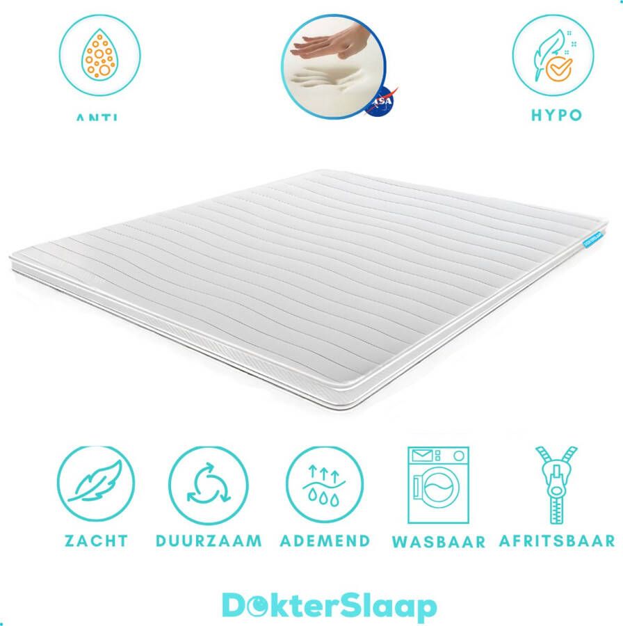 Dokterslaap© Matras Topper 90x200cm Hotel kwaliteit Nasa Traagschuim Matrastopper Topdekmatras Topdek matras Topmatras Topper Met Split- ca 7 CM