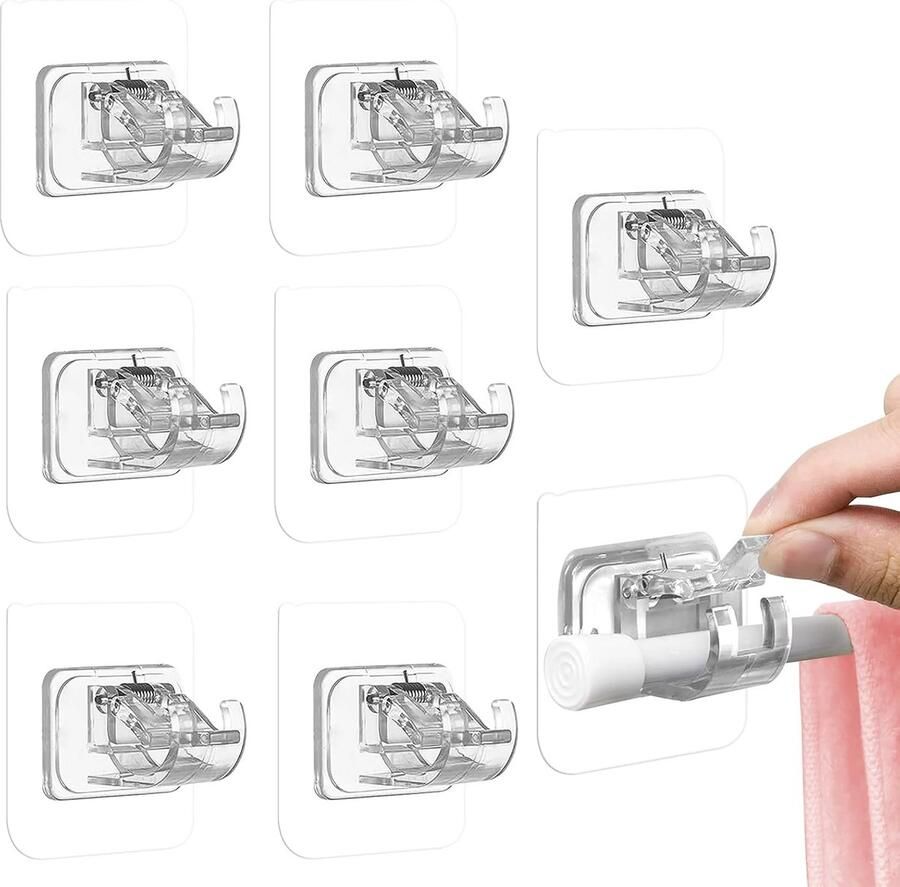 Dolaso 10 boringsvrije gordijnstokken met transparante zelfklevende gordijnstokken voor huishouden-badkamers-hotels en kasten