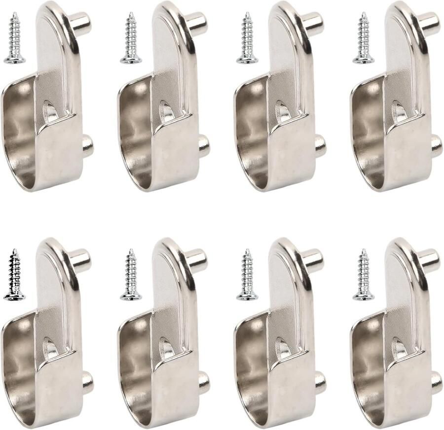 Dolaso 8 stuks set ovale kast staaf einde houder-15mm x 30mm gepolijst satijn nikkel-zink legering kast houder-zware single-hole staaf aansluiting-met dubbele achterwaarts 5mm spijkers-geschikt voor 15x30mm ovale staaf