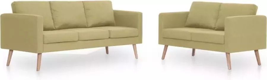 Dolce Vita La 2-delig Zitmeubel Sofa Zitbank Loungebank Hoekbank Relaxbank Loveseat Bankstel stof groen - Foto 2