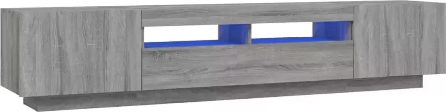 Dolce Vita La 2-delige Tv-kast Mediameubel Tv-standaard Tv-tafel Televisiemeubel Tv-opbergkastset met LED bewerkt hout grijs sonoma eiken